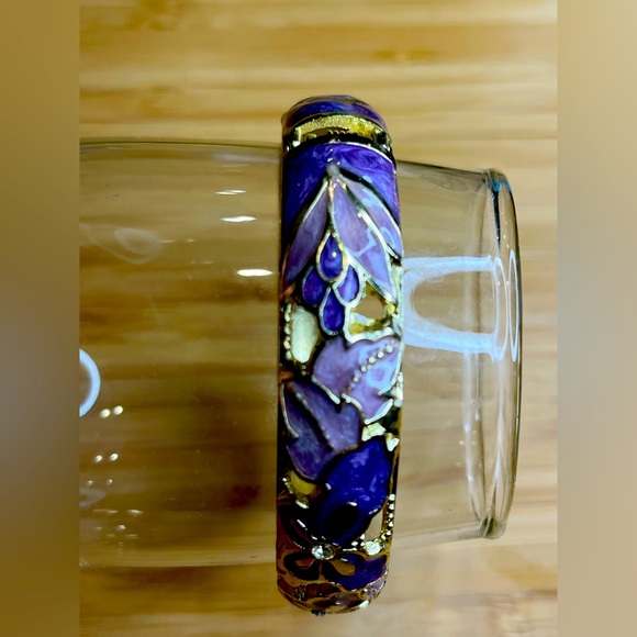 Floral bracelet, lilac/purple metal gold sturdy filigree - Picture 7 of 11